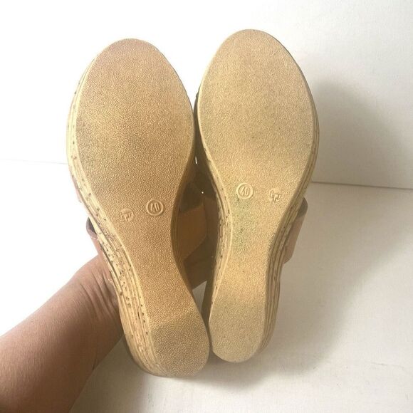 Spring Step Sandals Women's EU 40 US 9.5 Wedge Blush Cutout Leather Slip On Mule - Picture 11 of 11